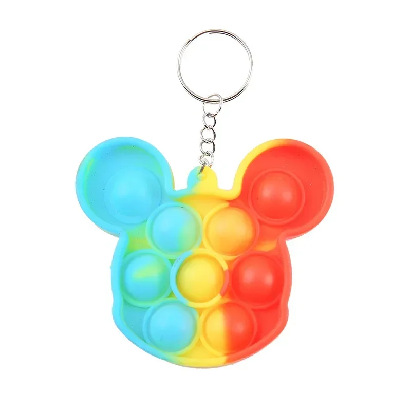 10Pcs Rainbow Pop Fidget Toys Sensory Stress Relief Keychain for Birthday Party Favors Halloween Party Goodie Bag Pinata Fillers