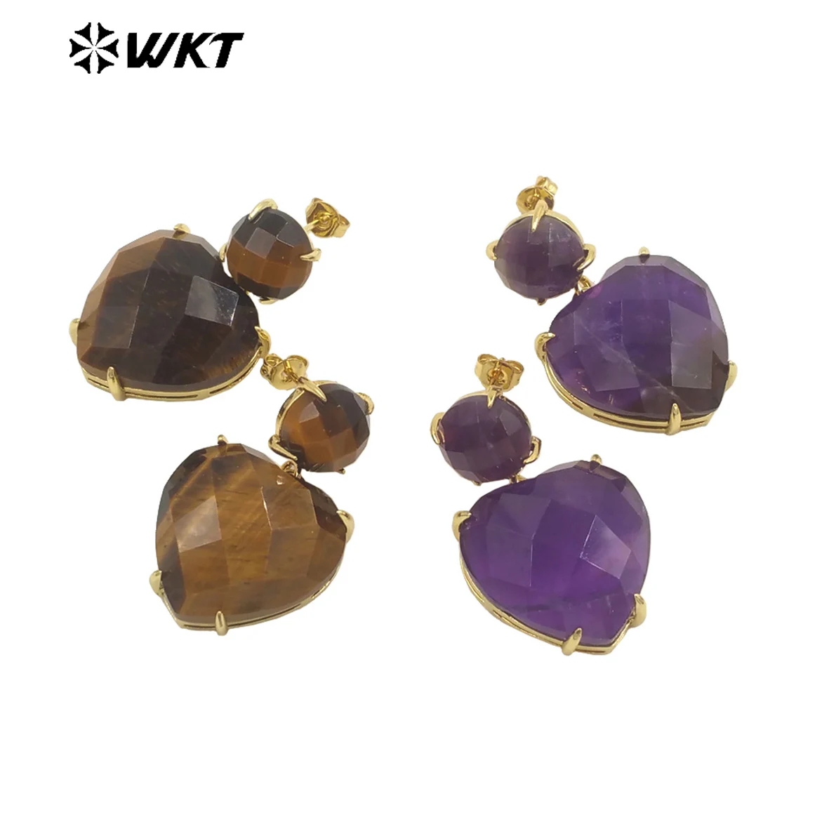 

WKT-E719 WKT 2023 Fashion style cute gemstone earrings women delicate Love shape earring Fashion Accessories INS jewelry