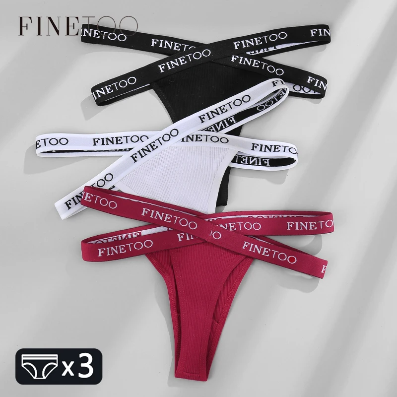 

FINETOO 3Pcs Хлопок Крест Письмо Ремень стринги Сексуальная Низкая Талия Дышащий Трусики Девушки Мягкие Твердые Цвет G Стринги Мода Белье