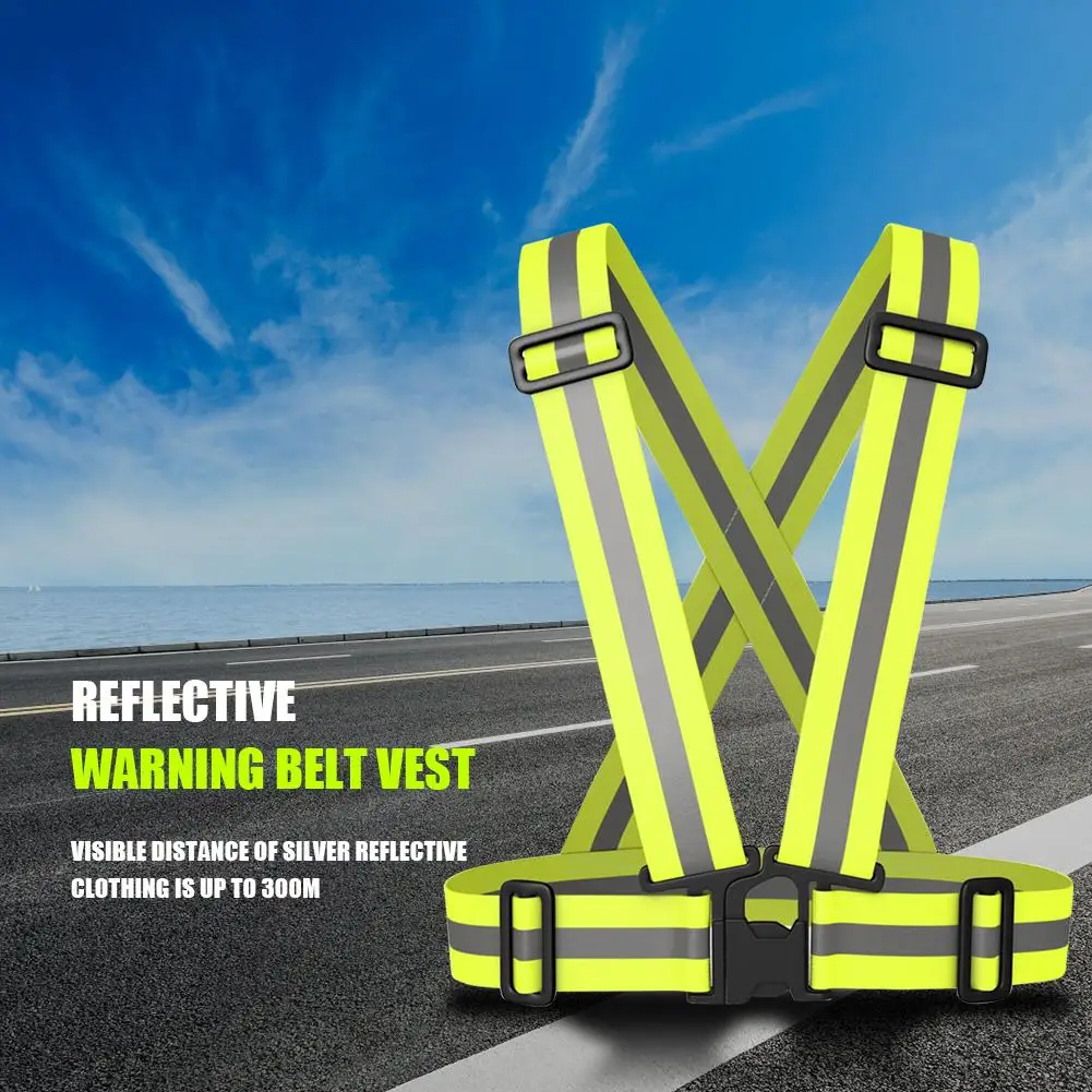 Highlight Reflective Straps Night Work Security Running Cycling Safety Reflective Vest High Visibility Reflective Safety Jacket