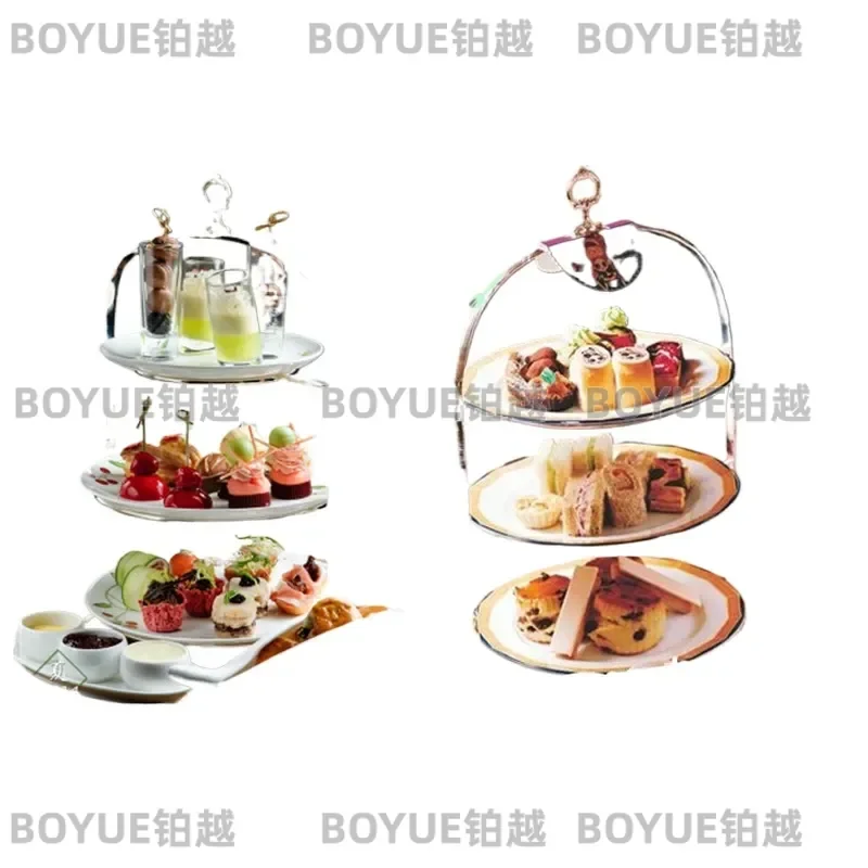 Gold Silver Plated Stainless Steel 3 Tier Cake Stand Dessert Display Rack for Afternoon Tea Party Cupcake Holder Table Decor