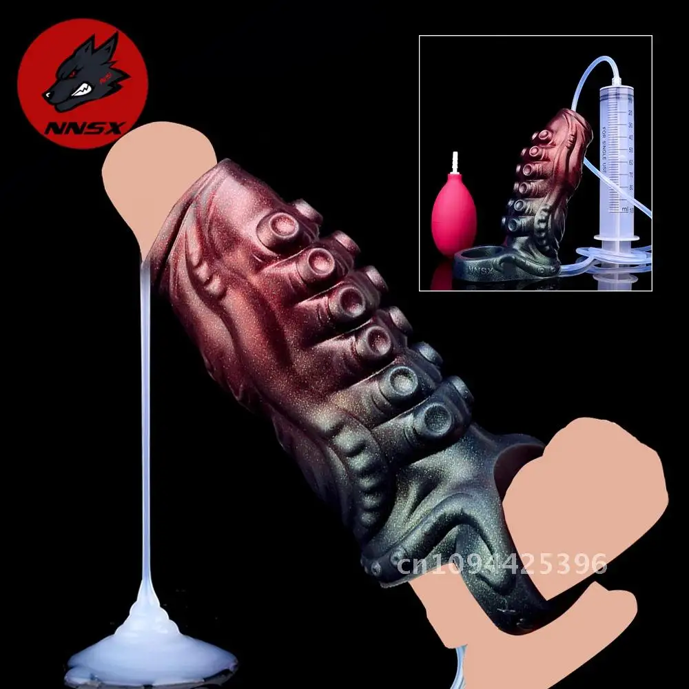 Squirting Function Octopus Penis Sleeve Girth Extension Sex Toy Delay Ejaculation Enhance Erection Penis Enlargement for Couples