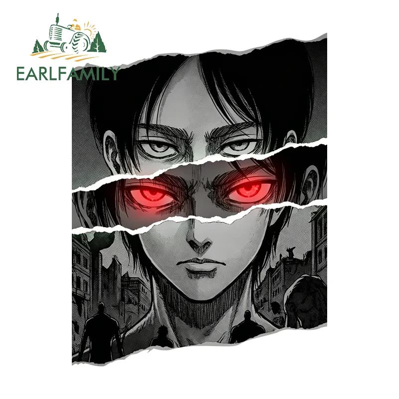 

EARLFAMILY Водонепроницаемая мультяшная наклейка на автомобиль с Леви Акерманом, крутой постер, для стайлинга авто, на окна, на багажник, индивидуальный дизайн