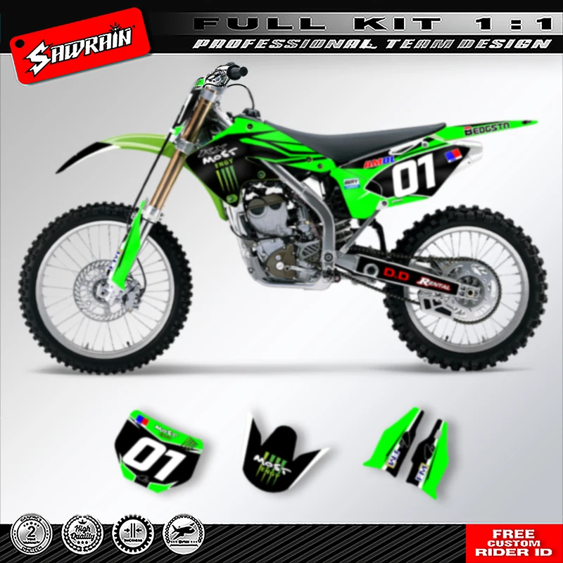 

Sawrain Motorcycle Graphics Decal Stickers Kits For KAWASAKI KXF250 2004 2005 007