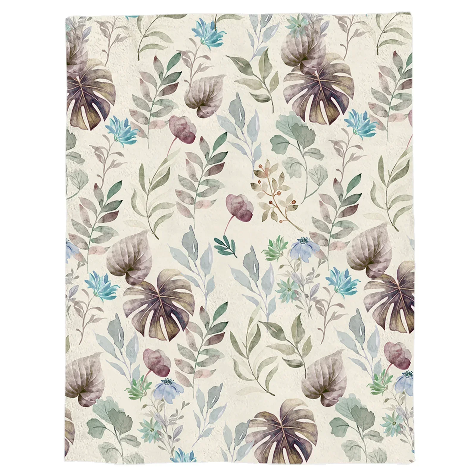 

Watercolor Flowers Tropical Plants Leaves Blankets Portable Soft Throw Blanket for Bed Office Bedspread Flannel Blanket
