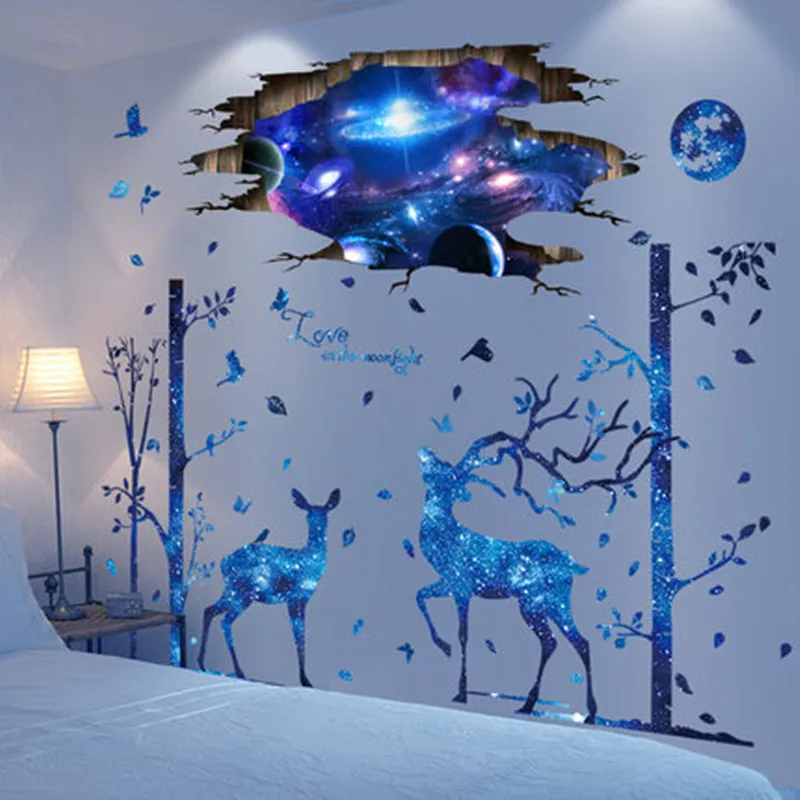 

DIY 3d Astronaut In Outer Space Galaxy Meteorites Starry Sky Wall Decal Sticker Kids Room Decoration