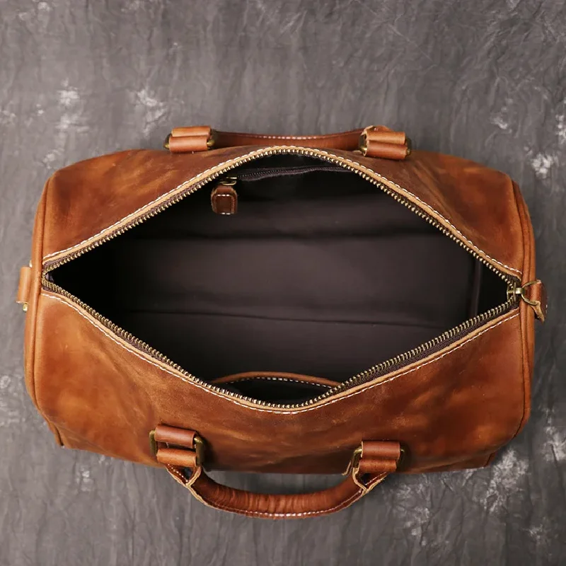 Bolso pequeño de cuero Natural para hombre, bolsa de viaje de Caballo Loco, hecho a mano