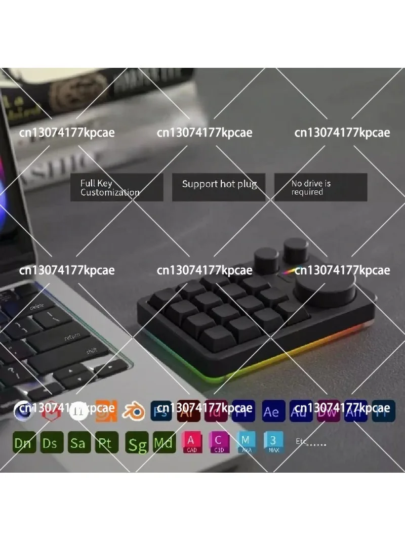 Three-Button Shortcut Mechanical Keypad, 16 Keys with PS Clip Painting for Quick Access