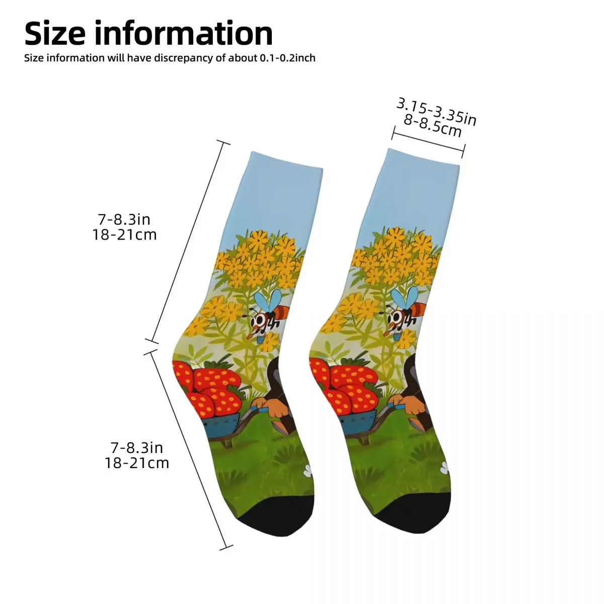 Funny Men's Socks Vintage Retro The Little Mole Hip Hop Casual Crew Sock Gift Pattern Printed