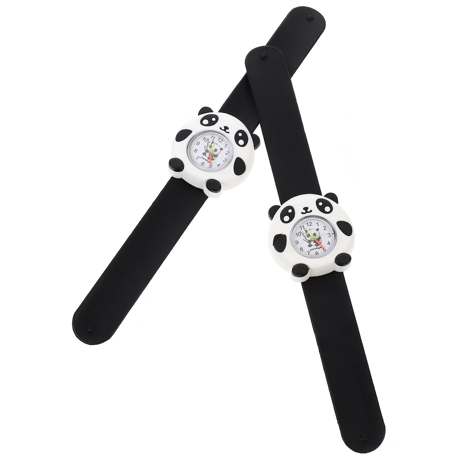 

2 pcs Children Silicone Watches Portable Bendable Panda Design Kids Wristwatch Waterproof Students Gift Children Watch