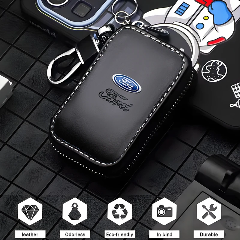 

1PCS Genuine Leather Key Wallet Car Key Bag Multi Function Key Case For Ford Kuga Fiesta Focus Mondeo Mk1 Mk2 Mk3 St Accessories