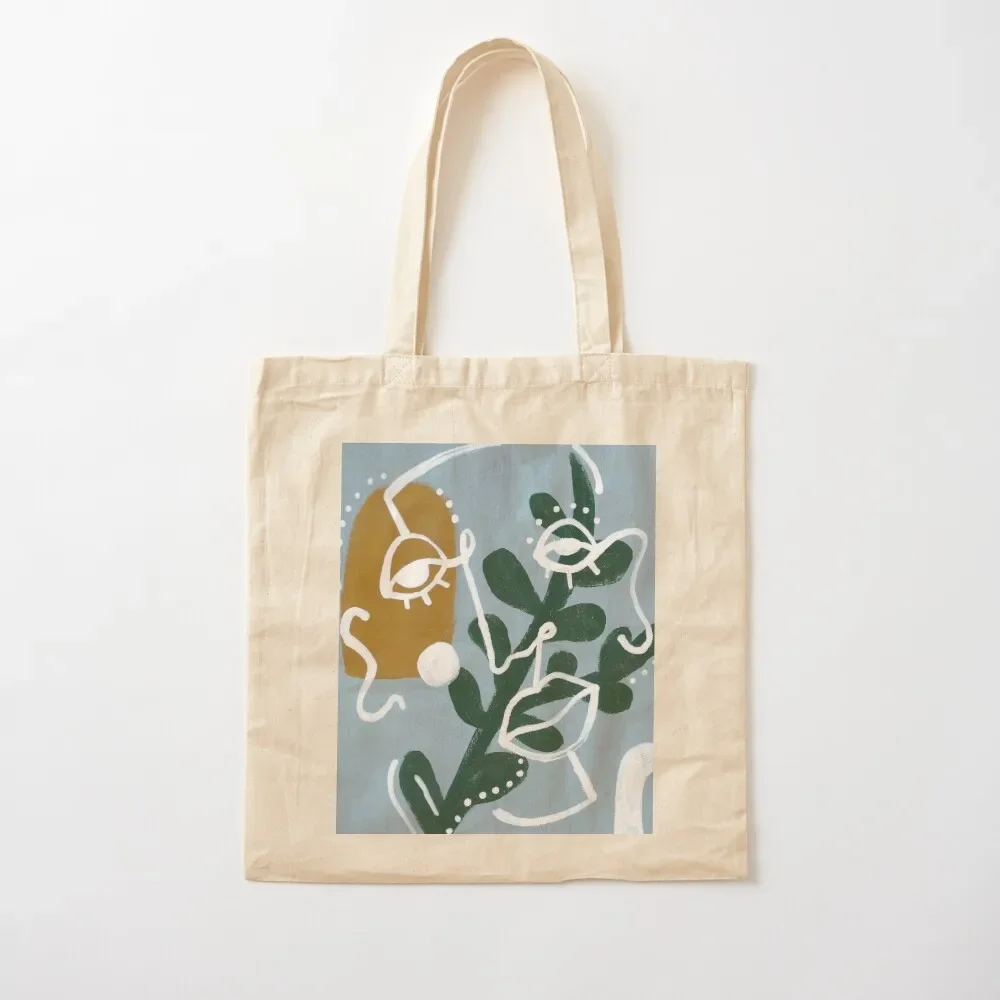 

BLUE PLANT ABSTRACT Tote Bag shopping bag logo female bag