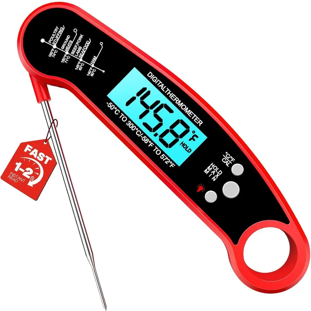 Termômetro Digital para Carne para Grelhados, Churrasco, Fritadeira a Ar, Defumador, Fabricação de Doces com Sonda Dobrável, Utensílios de Cozinha, Essenciais para Churrasco