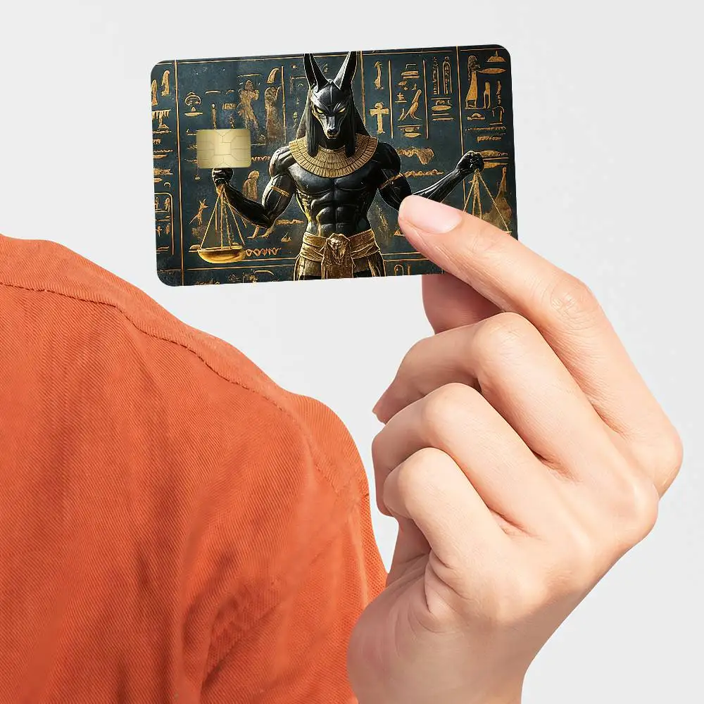 Fantasy Art Style Anubis Bank Credit Cards Bus Pass Stickers Cool Decoration Waterproof 4PCS Card