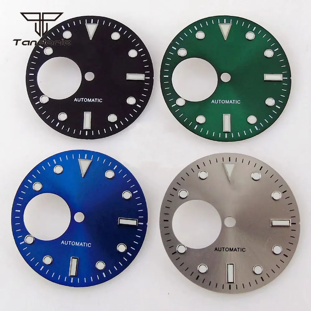 Fit for NH38 Movement 29mm Black/Grey/Blue/Green Hollow Watch Dial+Hands Set Sunburst Face Skeleton Wristwatch Spare Parts