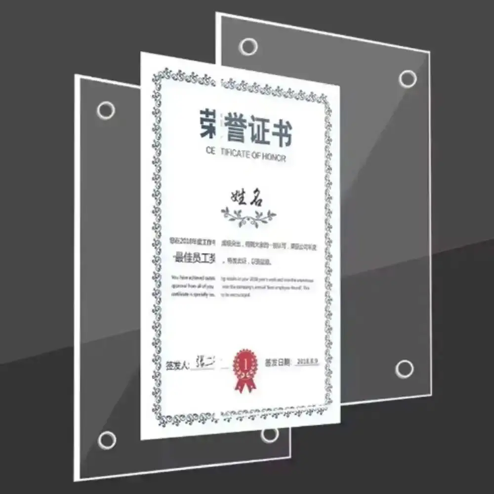 1pcs A4 Double Panel Acrylic Sign Holder Wall Mount Poster Frame Clear Floating Frameless Photography