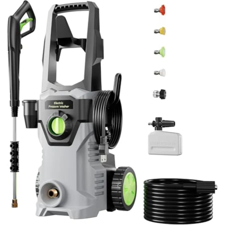 

Мойная машина высокого давления с 4 насадками для быстрого подключения и пенопластовой пушкой для эффективной очистки поверхностей на открытом воздухе