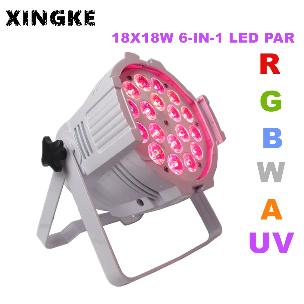 

4pcs/lot wedding Decoration stage projector 18x18w rgbwauv 6 in 1 led par light dmx ip65 for Cencerts Special events