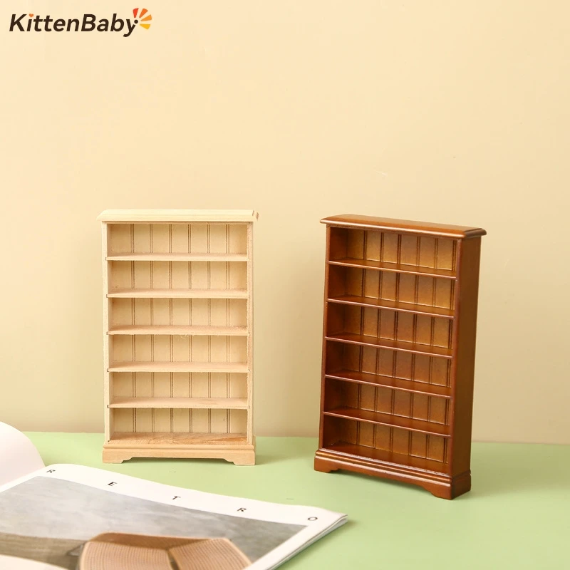 1:12 Dollhouse minyatür kitaplık 6-layer depolama raf vitrin vitrin mobilya modeli dekor oyuncak bebek evi aksesuarları