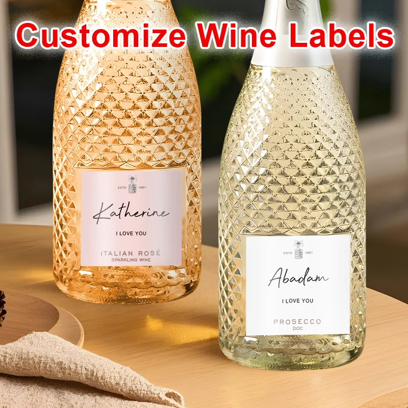 

Customized Wedding Wine Bottle Labels - Personalized Couple Name Stickers for Bride Shower & Birthday Party Decor