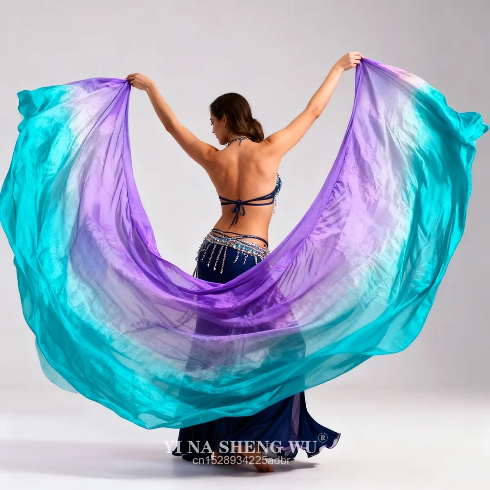 النساء الرقص الشرقي الحرير الحجاب الحرير الحقيقي اليد رمي وشاح الرقص العبادة الكنيسة الثناء الدعائم فلوي التدرج مخصص الأرجواني #1