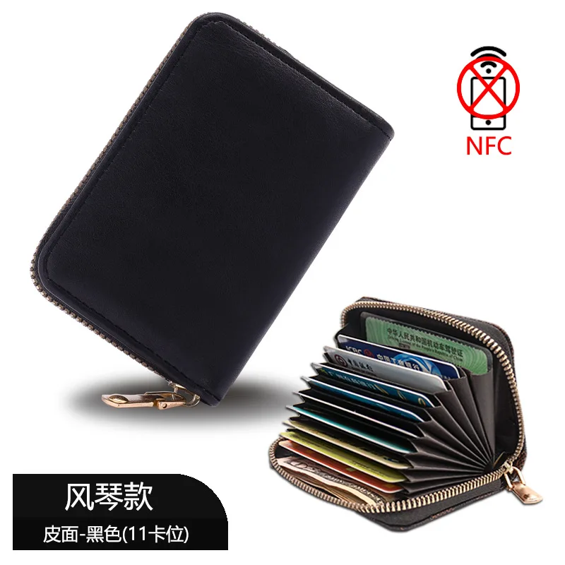 11 Detents Cards Holders Men\'s Wallet Women\'sCredit Card Holder RFID Blocking Zipper Money Pouch Card Protect Case Pocket Purse