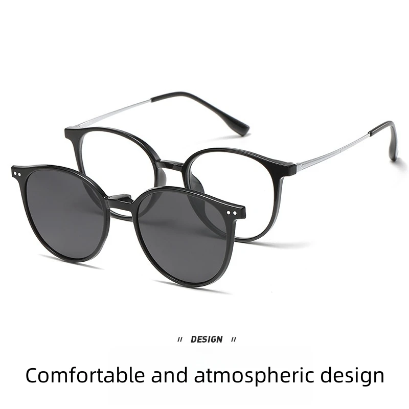 FIRADA Fashion Magnetic Polarized Eyeglasses Women Retro Round Eyewear Optical Comfortable Prescription Glasses Frame Men 2240-C