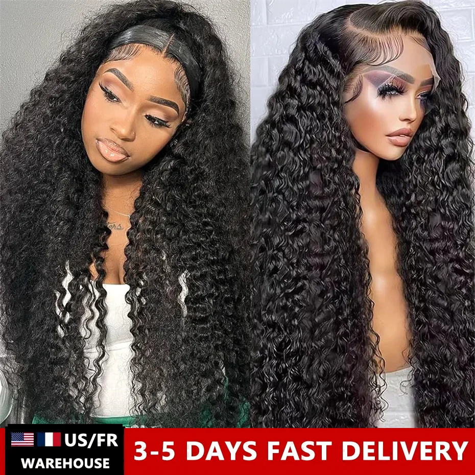 Deep Wave Frontal Wig 13x6 HD Lace Frontal Wigs For Women Water Wave Curly Lace Front Human Hair Wig 13x4 High Density 200%