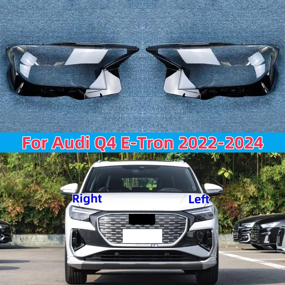 

For Audi Q4 E-Tron 2022 2023 2024 Headlamp Lamp Shell Headlight Cover Transparent Lampshade Plexiglass Replace Original Lens