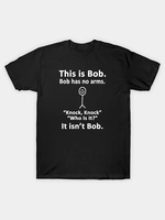 Funny this is Bob black T-shirt casual style graphic T-shirt with knock joke short sleeve women's shirt