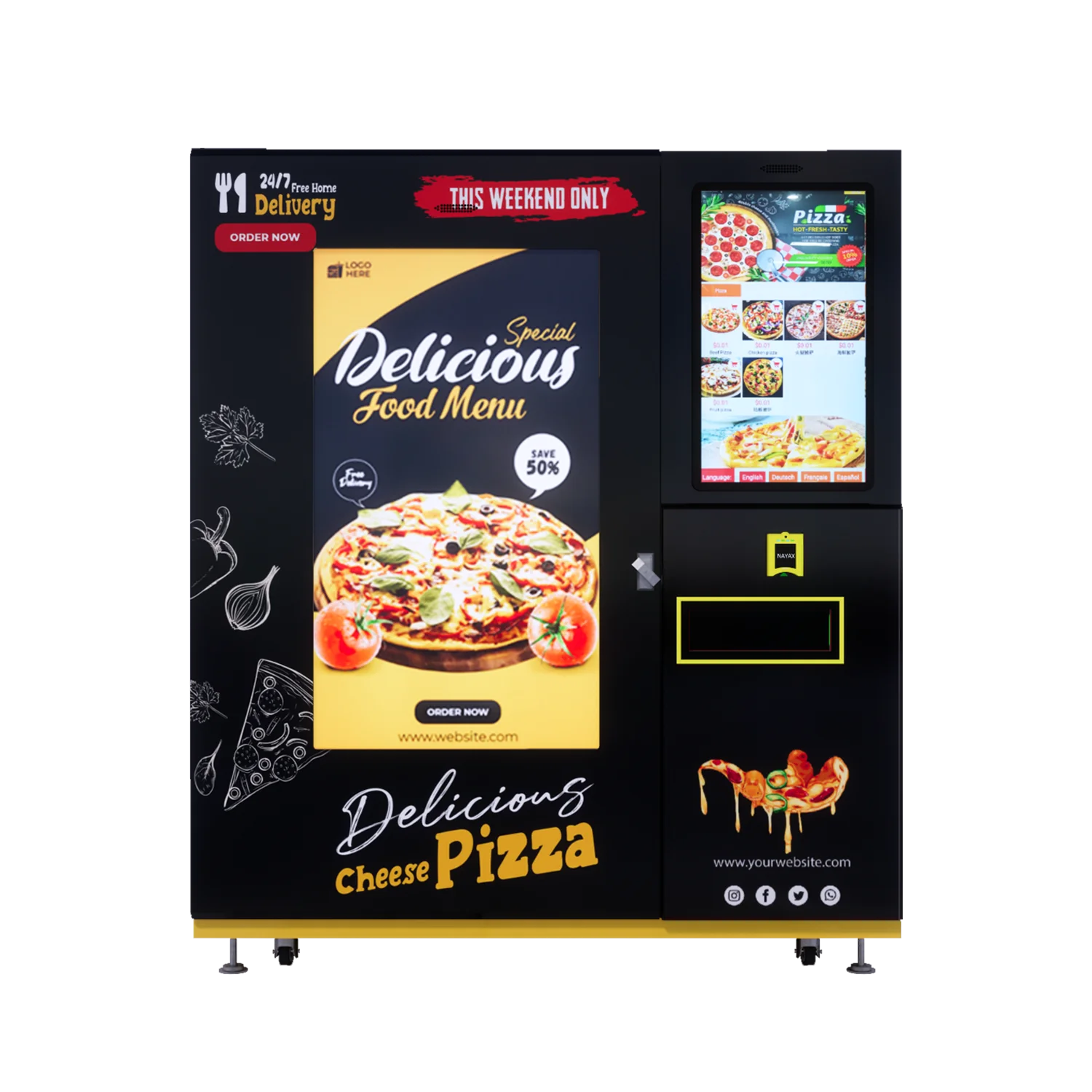 Distributore automatico intelligente per pizza congelata completamente automatica commerciale per interni