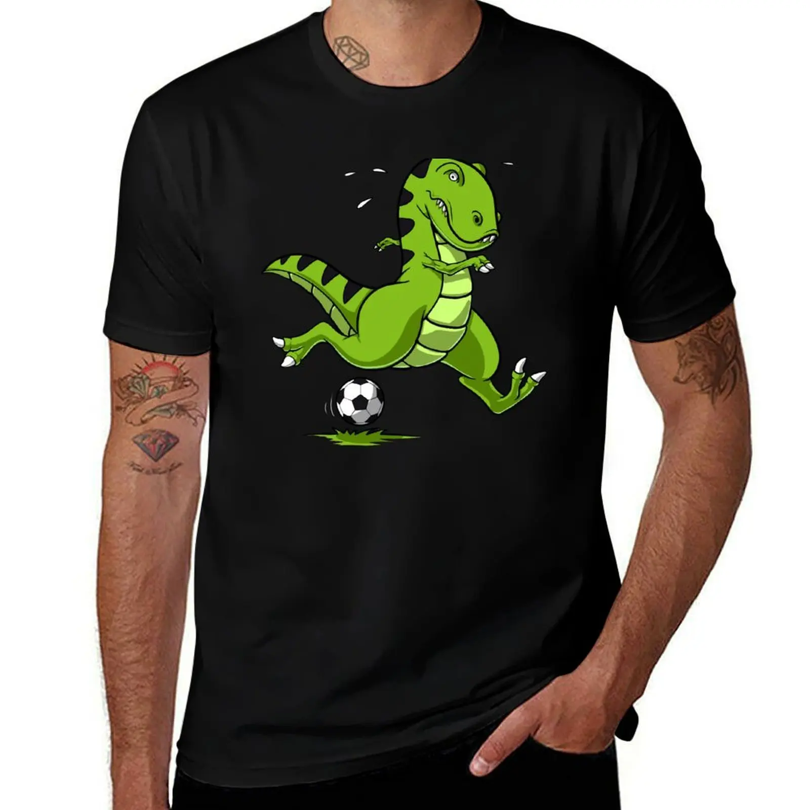 T-Rex Dinosaur Soccer Player T-Shirt Large Size Breathable Tee