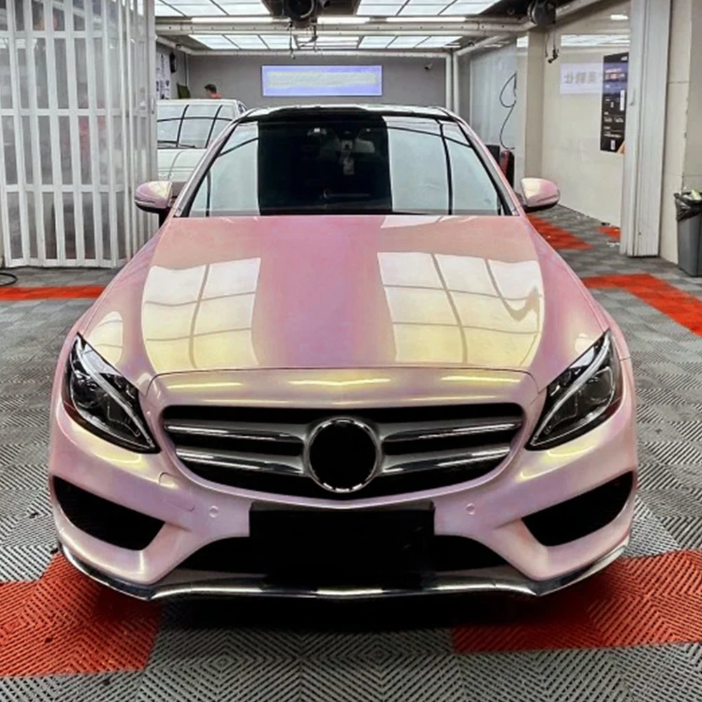 Car Wrap Film Glazed Gold Pink Auto Color Change Vinyl Film PVC Sticker PET Bubble Free Wrapping Car Accessories Auto Decals