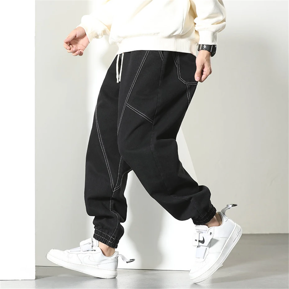 6XL 플러스 사이즈 헐렁한 청바지 남성 조깅 바지 패션 캐주얼 데님 바지 남성