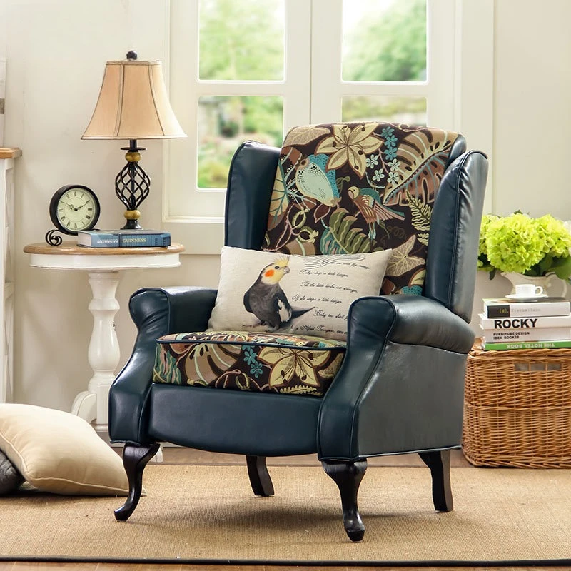 

Multifunctional sofa chair living room bedroom pastoral small apartment leisure recliner single tiger chair American