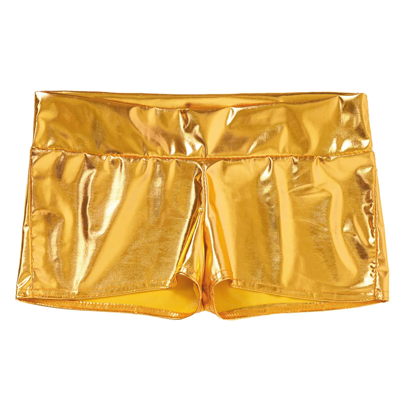 Pantaloncini da bottino lucidi metallici da donna Sexy pantaloni caldi a vita bassa Rave Party Stage Pole dance Shorts Bottoms Music Festival Clubwear