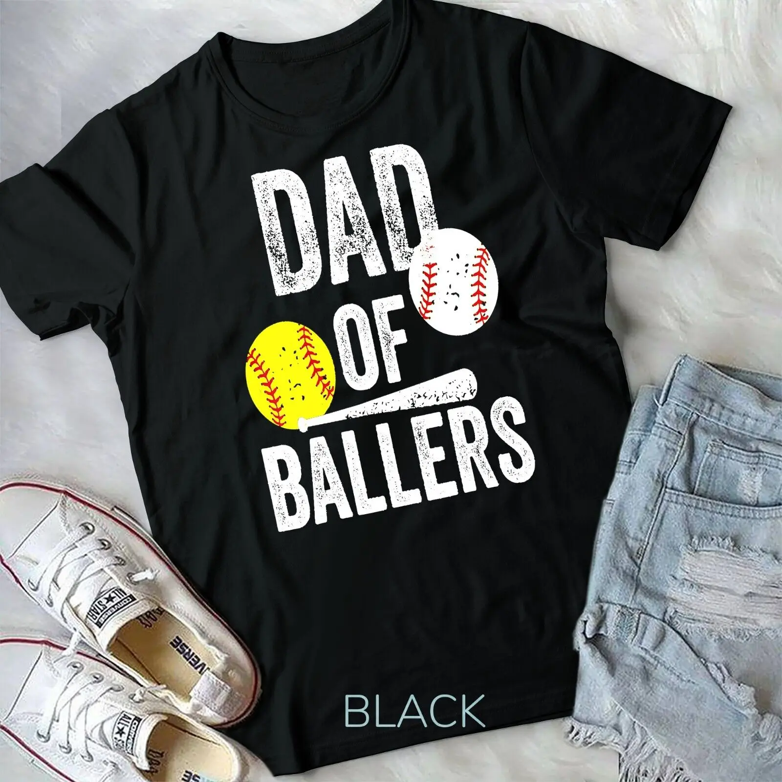 

Mens Dad of Ballers T Shirt Funny Baseball Softball Gift from Son Unisex T-shirt