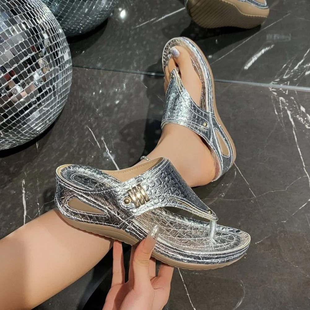 

Летние нарядные сандалии для свадьбы, шлепанцы для женщин, летняя обувь на танкетке, женские тапочки в богемном стиле сандали женские летние