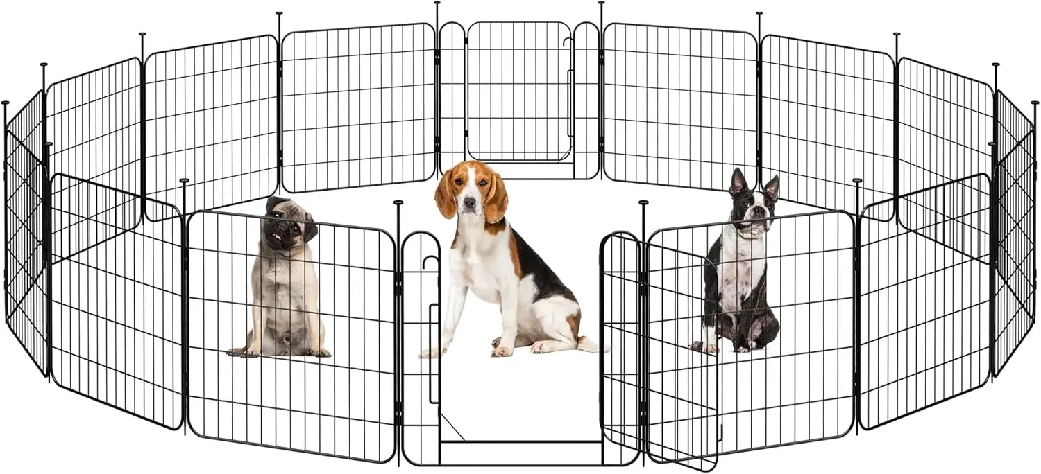 

Dog Playpen for Puppy/Small Dogs, Foldable Pet Pen Expandable Fence with Door for Indoor/Outdoor Use, 24 inch 16 Panels