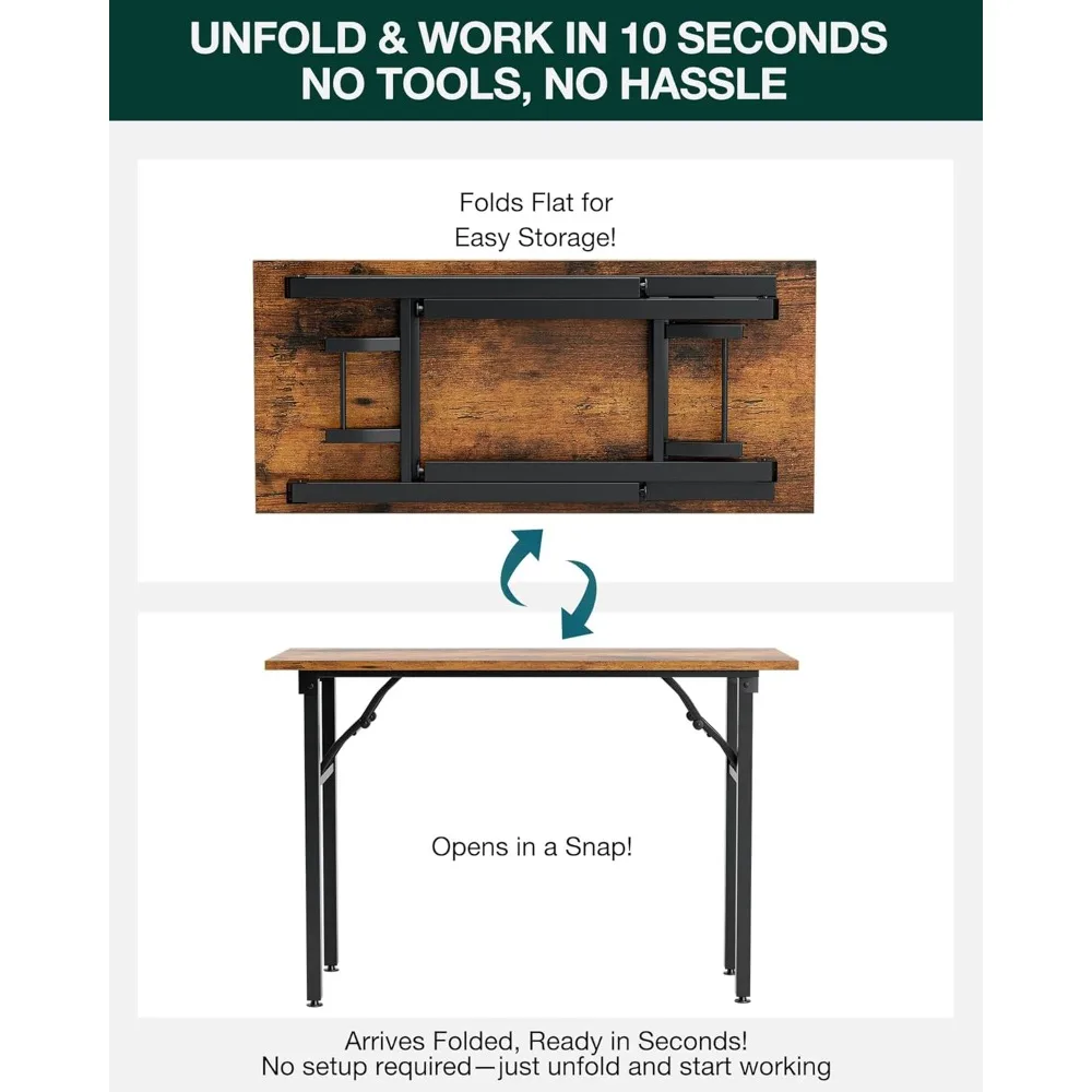 Escritorio plegable portátil para computadora portátil de 43,3 pulgadas: mesa plegable compacta y de configuración rápida para un fácil uso y almacenamiento