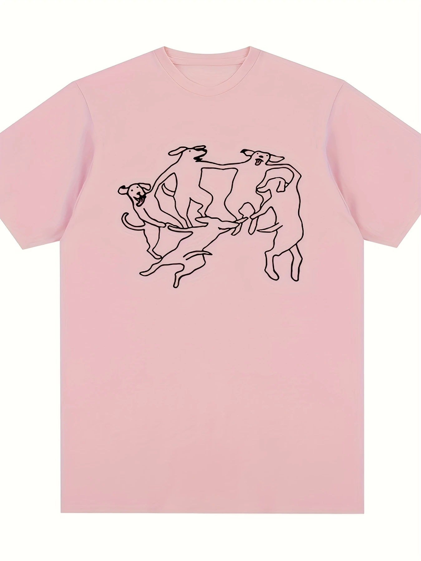 2026 New Summer Versatile Retro Simple T-shirt with Playful Dog Pattern on The Print, Short Sleeve Design