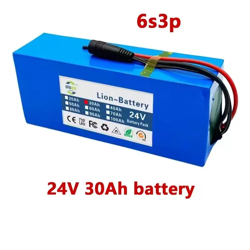 24V 30Ah 6s3p 18650 lithium battery 24V 30000mAh lithium-ion battery pack+charger image 3