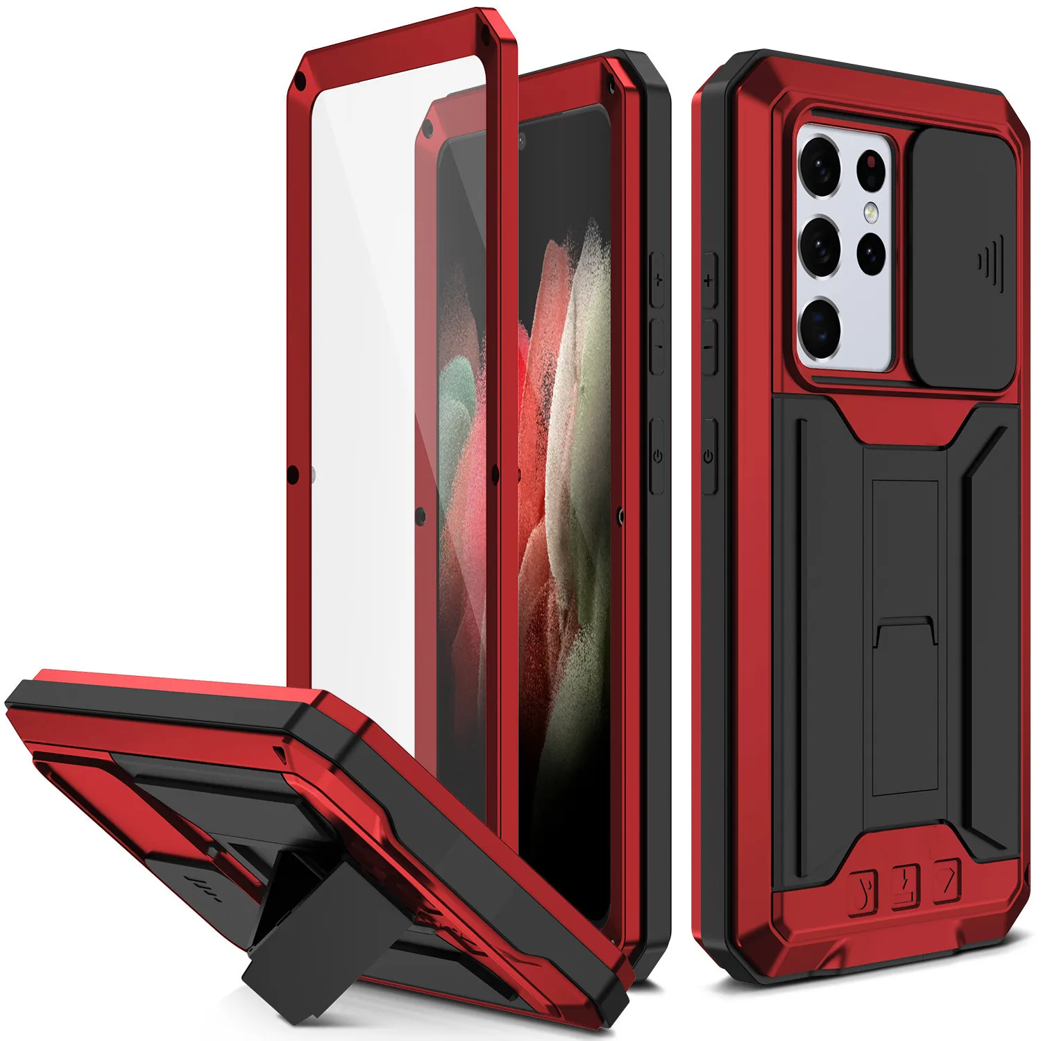 R-just For Samsung S26 S25 S24 S23 S22 Ultra Plus Heavy Duty Protection Phone Case Resistant Waterproof Dusty-proof Full Cover