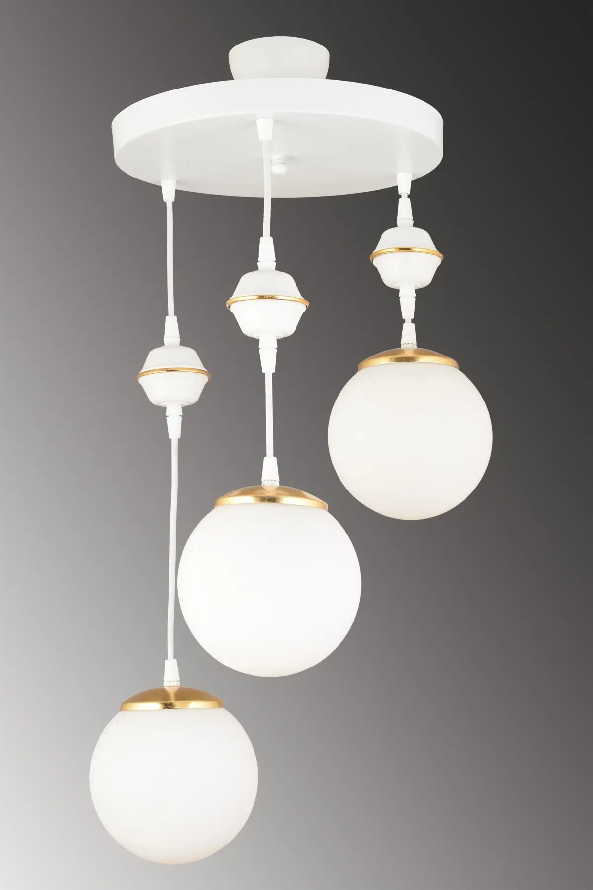 

White Glop glass luxury chandelier with 3-piece white Glop glass glass