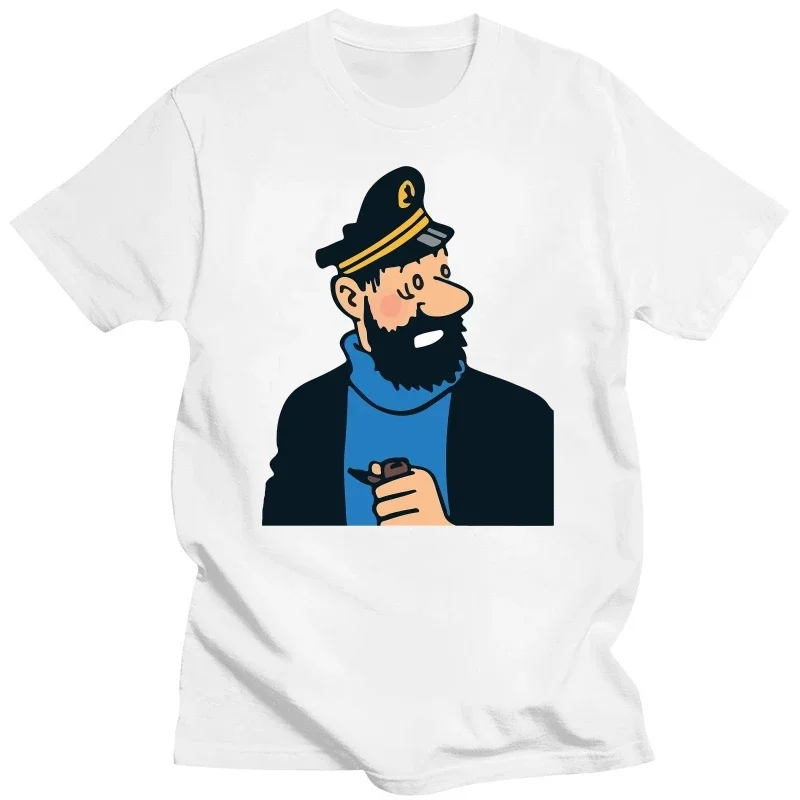 Классическая футболка Captain Haddock DMN103, черная футболка с капюшоном