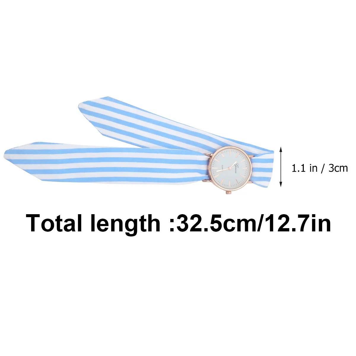 Bowknot Quartz Watch Sky-Blue Size S Fashion Women Casual Wrist Decoration Comfortable Stylish Stripe Watch Wrist Decoration
