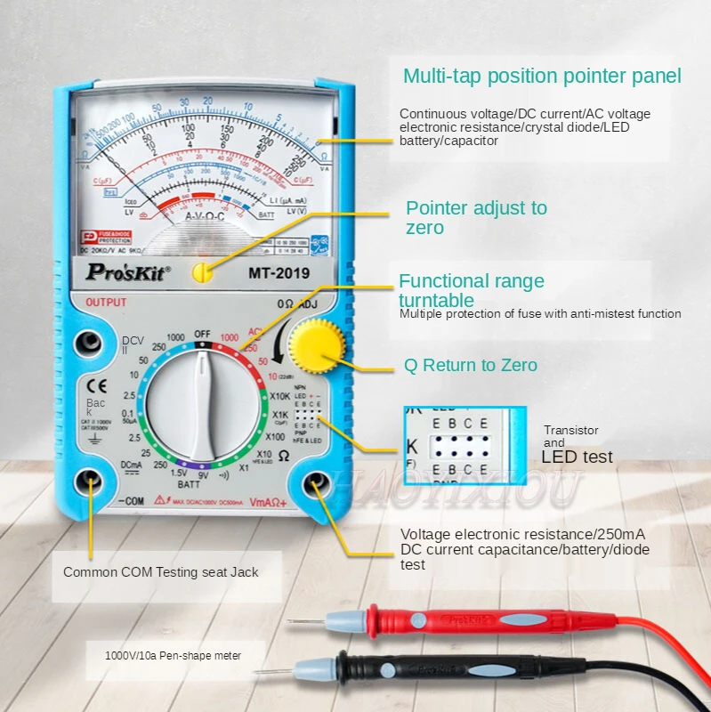 Imagem -03 - Proskit Mt2023 Função de Proteção Analógico Multímetro Segurança Padrão Profissional Ohm Test Meter Tester Analógico