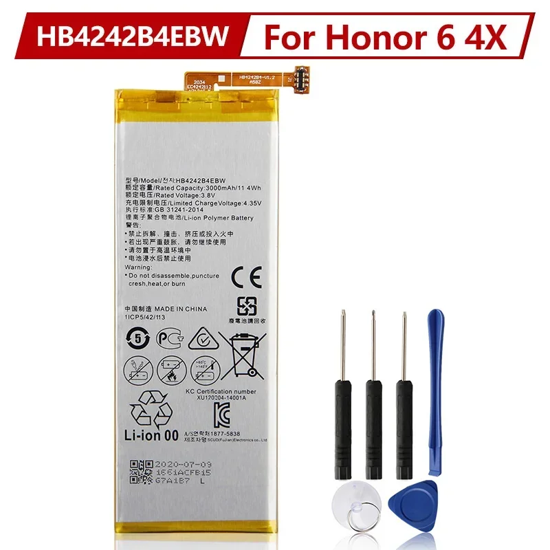 

2024 Сменный аккумулятор для телефона HB4242B4EBW для Huawei Honor 4X Honor 6 Che2-l11 H60-L01 H60-L02 H60-L11 H60-L04 3000 мАч