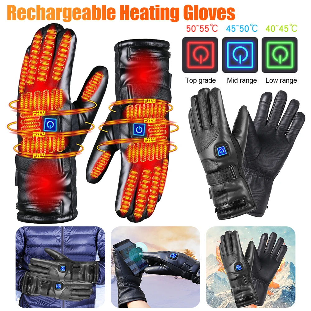 Electric Heating Gloves Windproof Cold-proof Winter Warm Gloves Adjustable Temperature Touchscreen Mittens For Cycling hiking