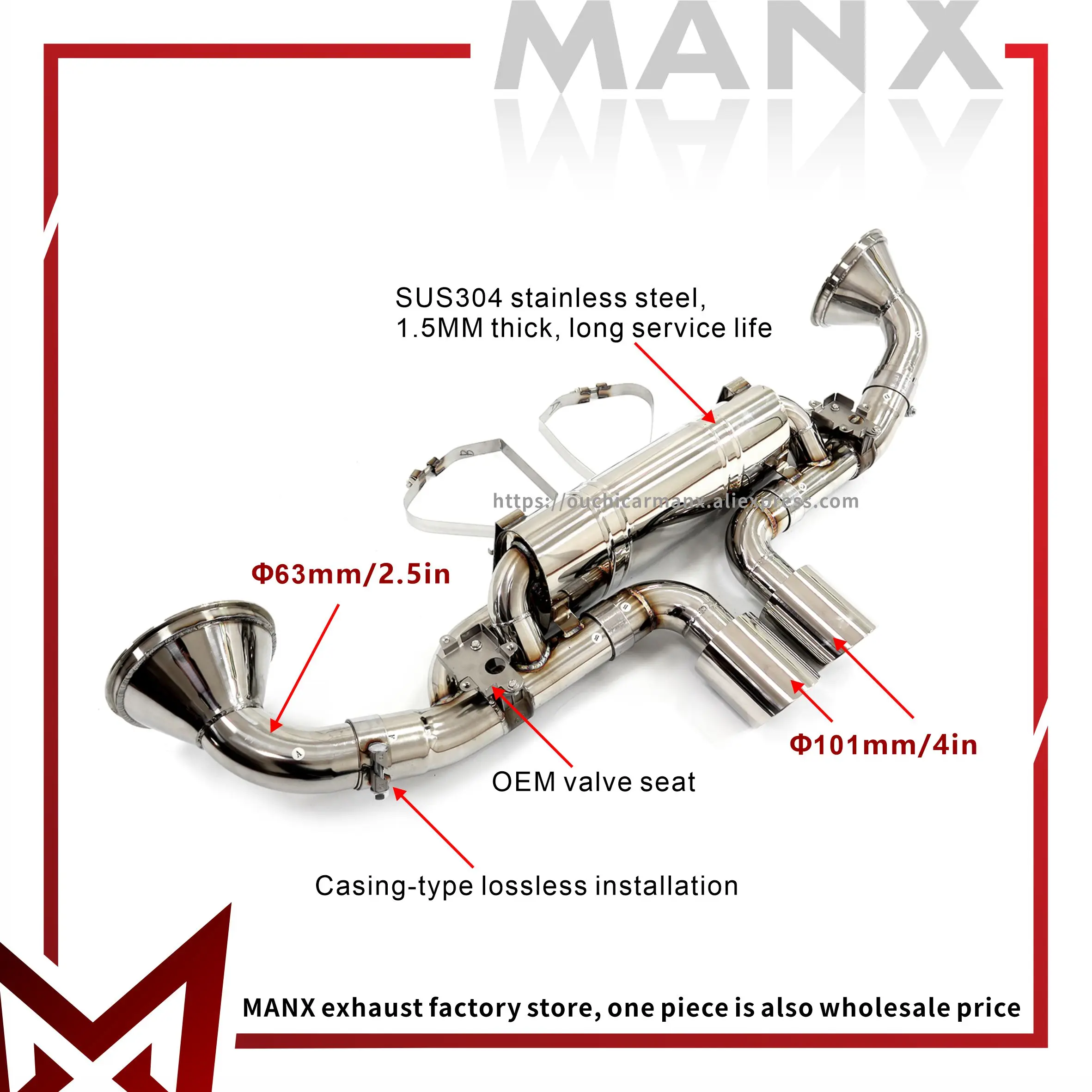 

Stainless steel Catback Performance Auto Exhaust pipe for Porsche 911 992 GT3 Muffler with remote control valve